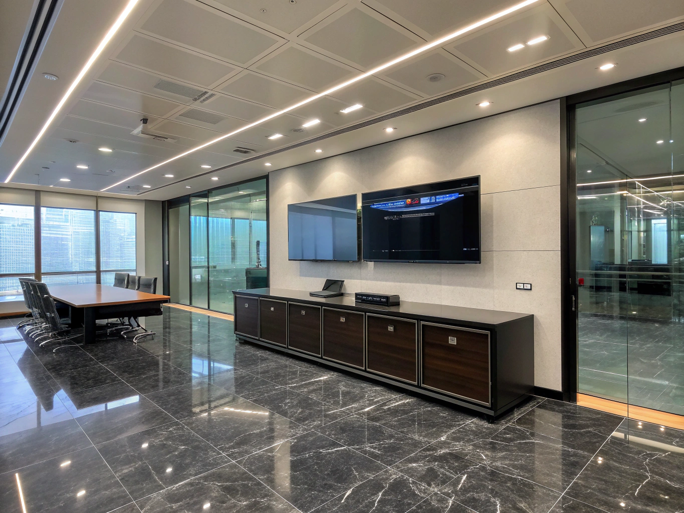Modern commercial AV integration in a corporate office