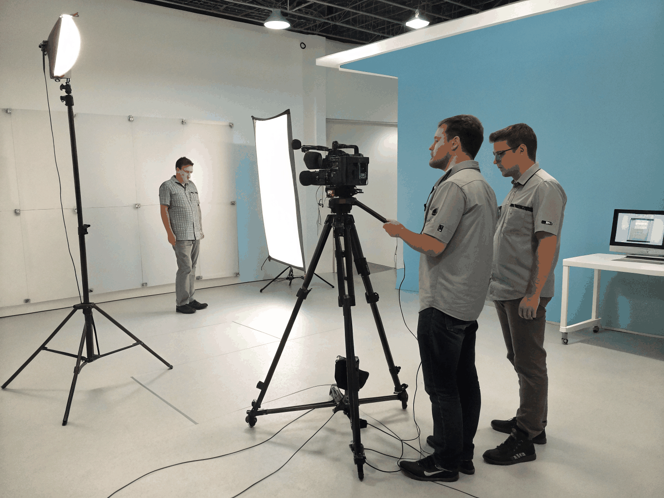 Professional video production crew on set